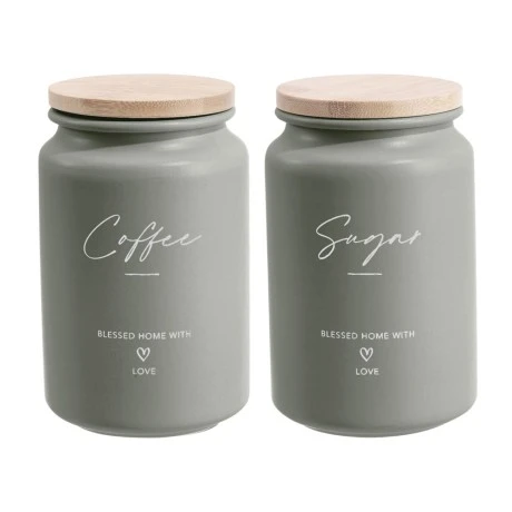 ΣΕΤ 2 ΜΕΤΑΛΛΙΚΑ ΒΑΖΑ ΛΑΔΙ ΜΕ ΜΠΑΜΠΟΥ ΚΑΠΑΚΙ Coffee Sugar 9,5x15,2εκ. ANKOR