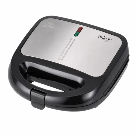 ΤΟΣΤΙΕΡΑ 2 ΣΕ 1 ΜΕ ΑΠΟΣΠΩΜΕΝΕΣ ΠΛΑΚΕΣ GRILL ΚΑΙ SANDWICH INOX ΜΕ ΜΑΥΡΟ ΧΡΩΜΑ 950W ANKOR