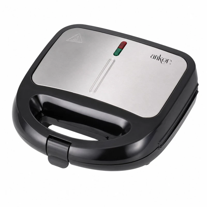 ΤΟΣΤΙΕΡΑ 2 ΣΕ 1 ΜΕ ΑΠΟΣΠΩΜΕΝΕΣ ΠΛΑΚΕΣ GRILL ΚΑΙ SANDWICH INOX ΜΕ ΜΑΥΡΟ ΧΡΩΜΑ 950W ANKOR