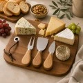 ΣΕΤ ΣΕΡΒΙΡΙΣΜΑΤΟΣ ΜΕ ΞΥΛΙΝΗ ΕΠΙΦΑΝΕΙΑ ΑΚΑΚΙΑΣ ΚΑΙ 3 ΜΑΧΑΙΡΙΑ ΤΥΡΙΩΝ ANKOR