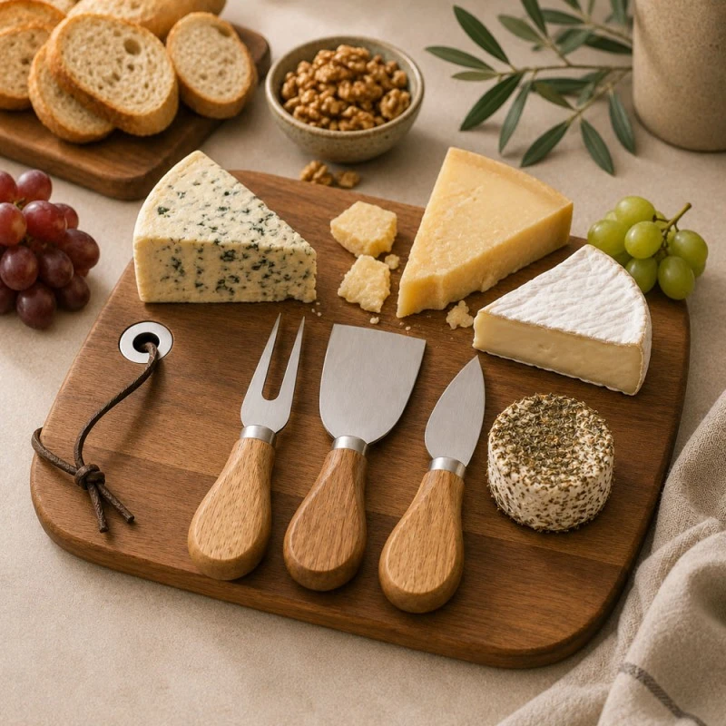 ΣΕΤ ΣΕΡΒΙΡΙΣΜΑΤΟΣ ΜΕ ΞΥΛΙΝΗ ΕΠΙΦΑΝΕΙΑ ΑΚΑΚΙΑΣ ΚΑΙ 3 ΜΑΧΑΙΡΙΑ ΤΥΡΙΩΝ ANKOR