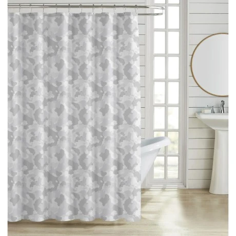 ΚΟΥΡΤΙΝΑ ΜΠΑΝΙΟΥ ΠΟΛΥΕΣΤΕΡΙΚΗ 180x180εκ 90gsm ΜΕ 12 ΚΡΙΚΟΥΣ ΑΦΗΡΗΜΕΝΟ ΜΟΤΙΒΟ ΣΕ ΓΚΡΙ ΧΡΩΜΑ ANKOR