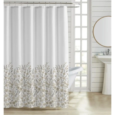 ΚΟΥΡΤΙΝΑ ΜΠΑΝΙΟΥ ΠΟΛΥΕΣΤΕΡΙΚΗ 180x200εκ 90gsm ΜΕ 12 ΚΡΙΚΟΥΣ ΛΟΥΛΟΥΔΑΤΟ ΣΧΕΔΙΟ ΣΕ ΓΗΙΝΟΥΣ ΤΟΝΟΥΣ ANKOR