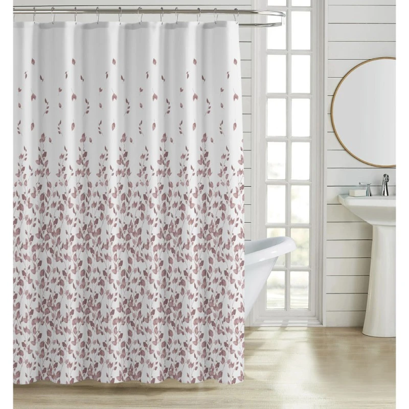 ΚΟΥΡΤΙΝΑ ΜΠΑΝΙΟΥ ΠΟΛΥΕΣΤΕΡΙΚΗ 180x200εκ 90gsm ΜΕ 12 ΚΡΙΚΟΥΣ ΜΕ ΣΧΕΔΙΟ ΦΥΛΛΑ ΣΕ ΑΠΟΧΡΩΣΗ ΣΑΠΙΟΥ ΜΗΛΟΥ ANKOR