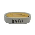 ΣΑΠΟΥΝΟΘΗΚΗ ΚΕΡΑΜΙΚΗ ΓΚΡΙ BATH ΜΕ ΞΥΛΟ ΜΠΑΜΠΟY 13,7x9,7x3εκ.ANKOR