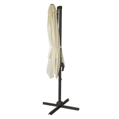 Garden umbrella hanging professional metal with crank and split mechanism in beige color 2.5x2.5m
