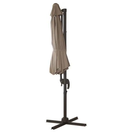 Garden umbrella hanging metal professional with crank and broken mechanism in sand color 3x3m