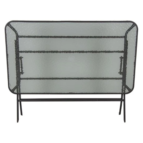 Metal garden table folding in brown color with security glass 100x65x72cm
