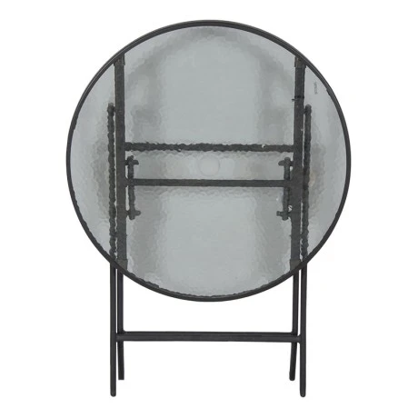Metal garden table folding in anthracite color with safety glass Ø60x72cm