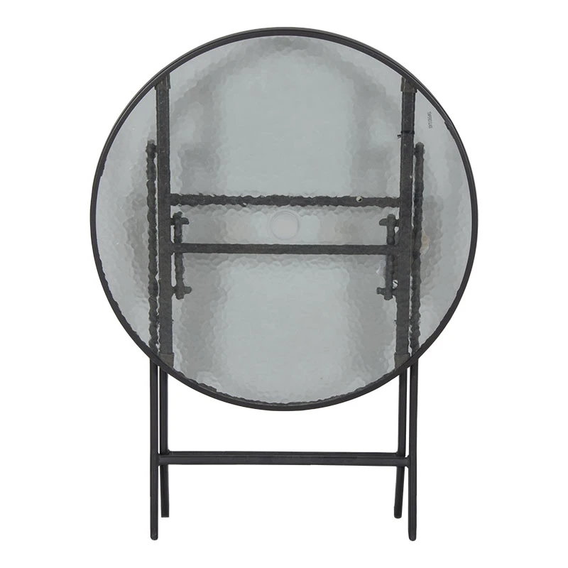 Metal garden table folding in anthracite color with safety glass Ø60x72cm