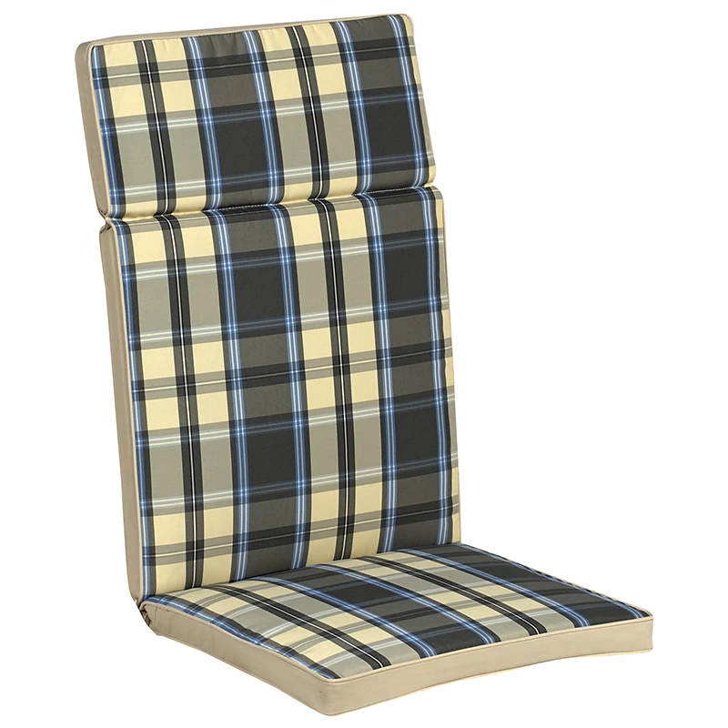 Cushion fabric for chair with tall back in blue-beige 114x48x5cm