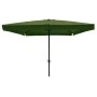 Metal garden umbrella with crank in green color 3x3m