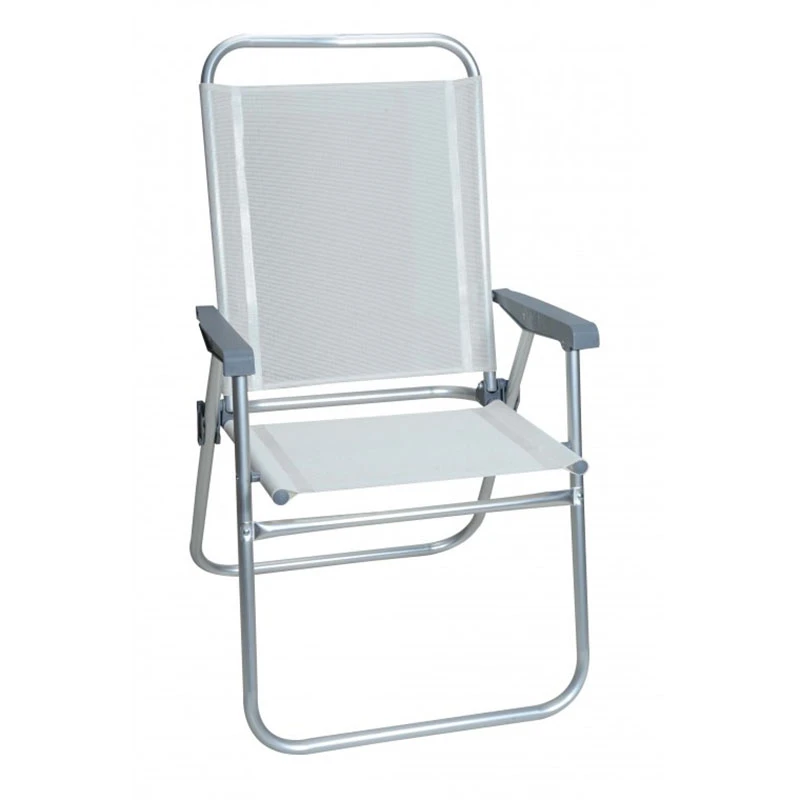Aluminum armchair folding with waterproof textline fabric in white color 65x56x92cm