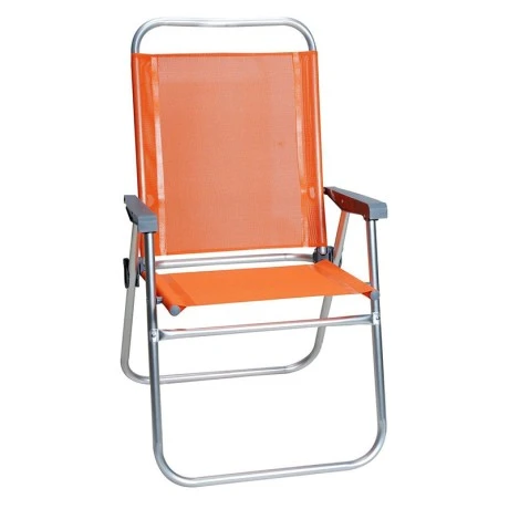 Aluminum armchair folding with waterproof textline fabric in orange color 65x56x92cm