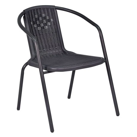 Garden armchair metal rattan in grey color 55x59x73cm
