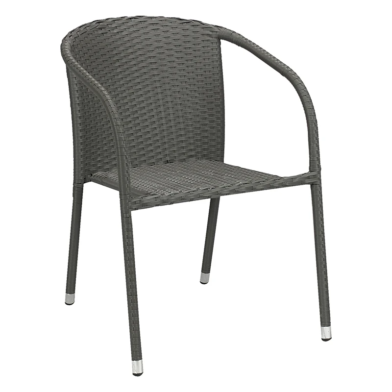 Garden armchair metal rattan in grey color 56x63x76cm