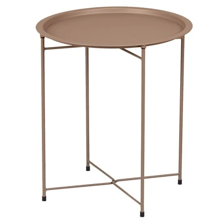 Auxiliary garden table metal folding in beige color Ø46x52cm
