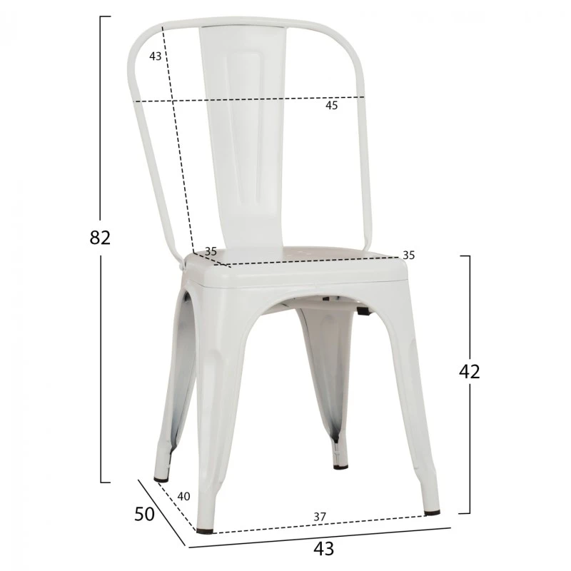 ΚΑΡΕΚΛΑ ΜΕΤΑΛΛΙΚΗ MELITA ΣΕ ΛΕΥΚΟ MAT  43x50x82 εκ. HM8641.21