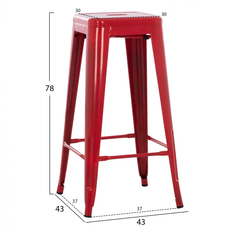 ΣΚΑΜΠΟ BAR ΜΕΤΑΛΛΙΚΟ MELITA ΣΕ ΚΟΚΚΙΝΟ HM8642.04 43x43x78Y εκ.