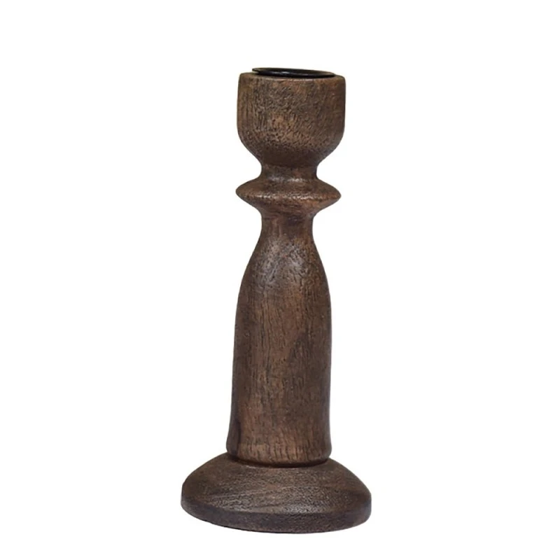 WOODEN CANDLEHOLDER D8X13CM