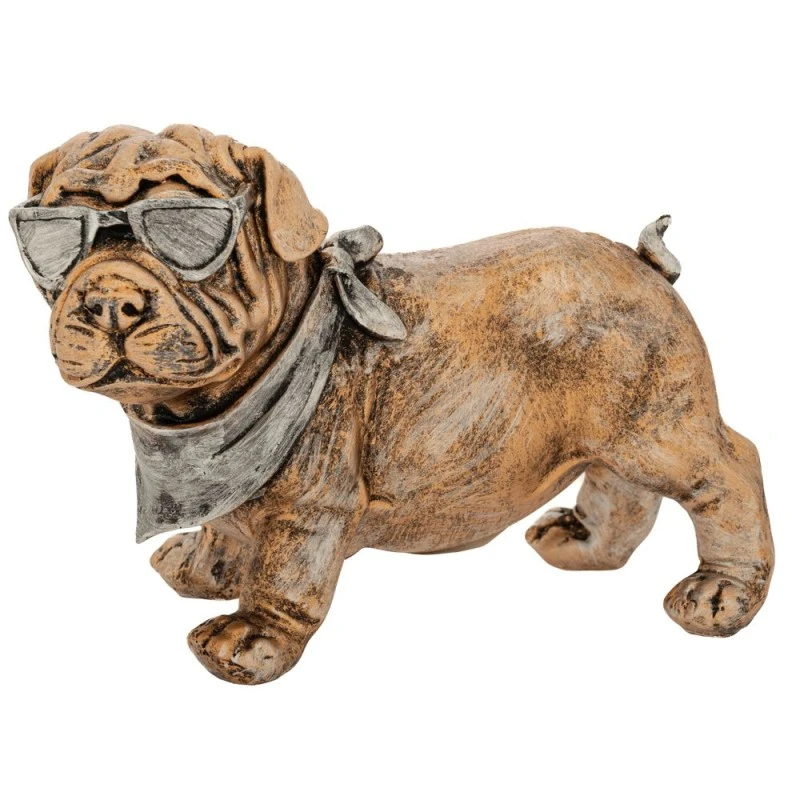 DECO GOLD POLYRESIN DOG WITH SUNGLASSES 22X12X15CM