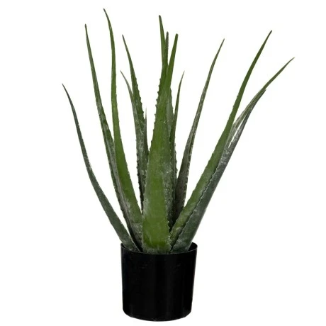 ARTIFICIAL ALOE PLANT WITH 18 LEAVES 50CM IN PLASTIC POT D12.5X11CM