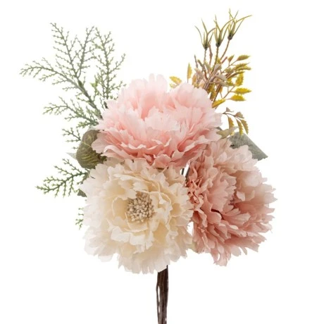 ARIFICIAL CREAM  PINK PEONIA BOUQUET
