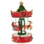 XMAS RED COLOUR RESIN WINDING CAROUSEL WITH 3 FIGURES, MUSIC AND MOVEMENT 15X15X23,5CM