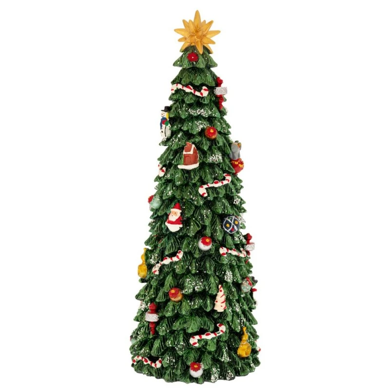 XMAS GREEN COLOUR RESIN WINDING TREE WITH LIGHT, MUSIC AND MOVEMENT 10X10X30CM