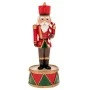 XMAS RED COLOUR RESIN NUTCRACKER ON A DRUM BASE WITH MUSIC AND MOVEMENT 8X8X22CM