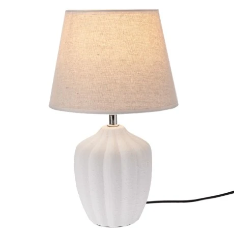 WHITE CERAMIC LAMP WITH WHITE HAT D20X31,5CM