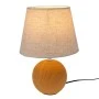 BROWN CERAMIC LAMP WITH MARBLE AND CREAM HAT D20X30CM