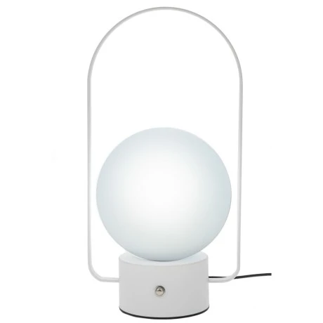 WHITE METAL LAMP WITH USB 27CM