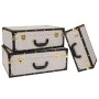 SET 3 BLACK AND WHITE CHECKERED LUGGAGE WITH GOLD AND BLACK DETAILS 53Χ38Χ20CM 48Χ32Χ17CM 38Χ25Χ14CM