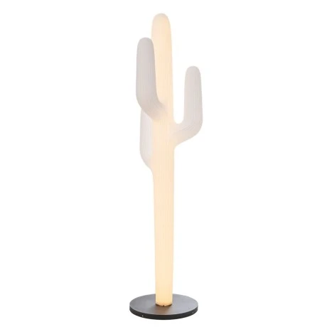 WHITE PLASTIC LIGHTING CACTUS WITH BLACK CIRCEL BASE 195CM