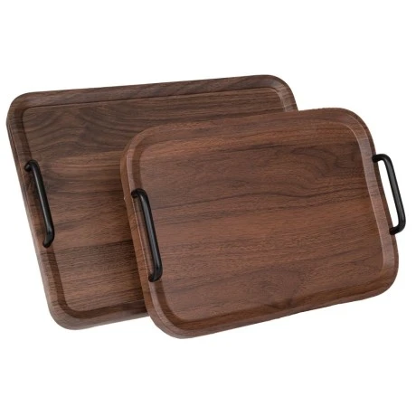 SET 2 BROWN RECTANGLE DISK MDF WITH BLACK HANDLES