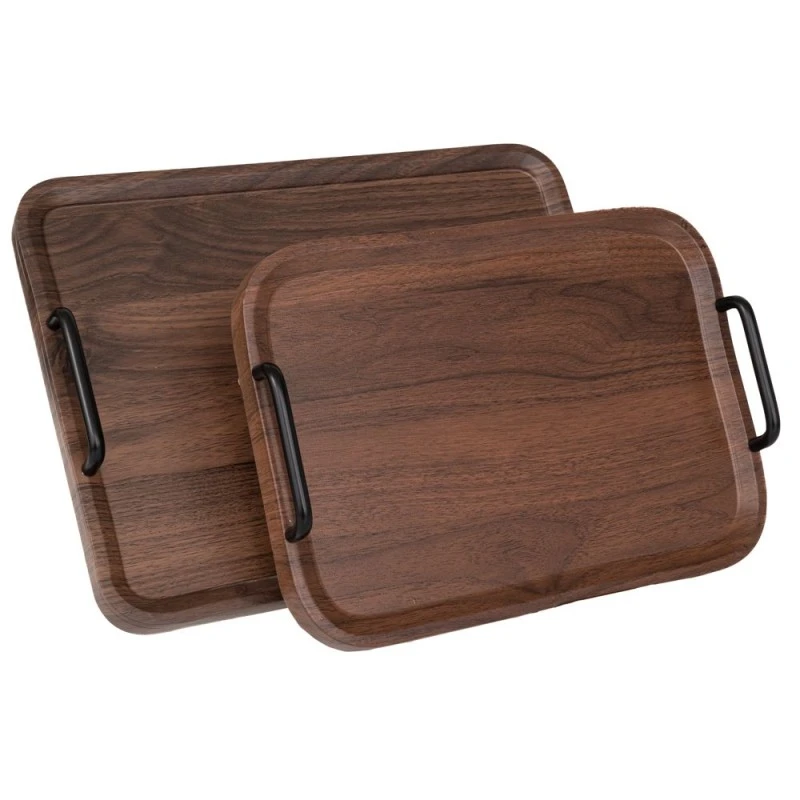 SET 2 BROWN RECTANGLE DISK MDF WITH BLACK HANDLES