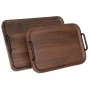 SET 2 BROWN RECTANGLE DISK MDF WITH BLACK HANDLES