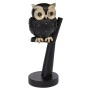 BLACK MATTE POLYRESIN OWL ON A LOG 10X8X22CM