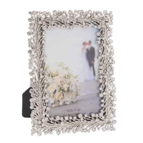 SILVER METAL FRAME WITH STONES 10X15CM