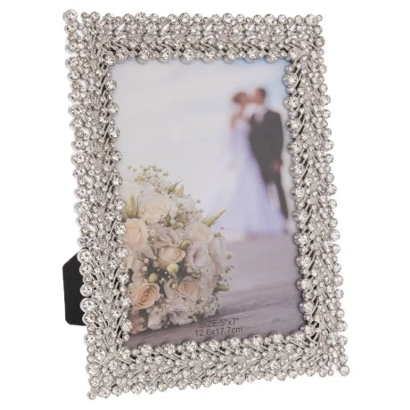 SILVER METAL FRAME WITH STONES 13X18CM