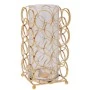 GOLD METAL CANDLESTICK WITH HOOPS AND TRANSPARENT GLASS 13X13X25CM
