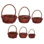 SET 6 BROWN ROUND BASKETS WITH HANDLE 57X48X50CM