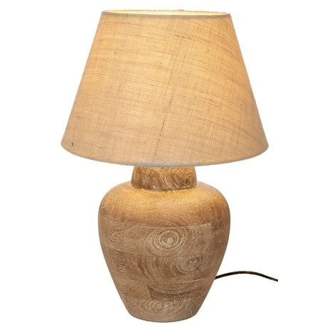 TABLE LAMP MADE OF MANGO WOOD WITH CREAM SHADE