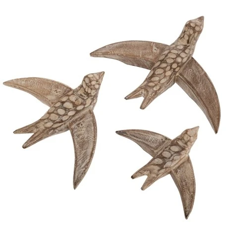 SET 3 DECO BIRDS MADE OF MANGO WOOD 35X28X11 31X23X11 23X17X8CM