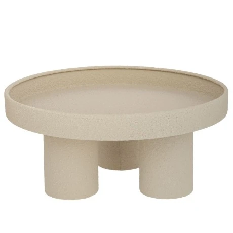 DECO METAL ROUND TRAY IN CREAM COLOR 30X30X13CM