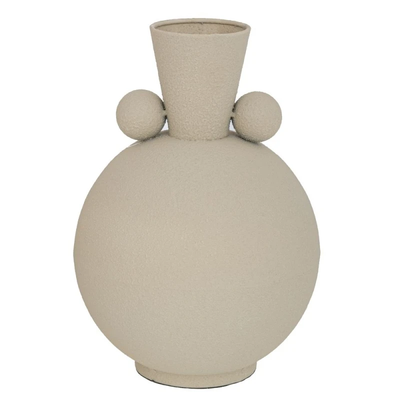METAL ROUND VASE IN CREAM COLOR 20X20X29CM