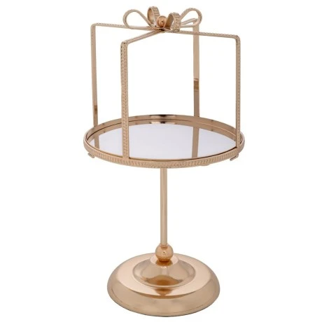 GOLD METAL CANDLEHOLDER WITH GLASS 21X21X40CM