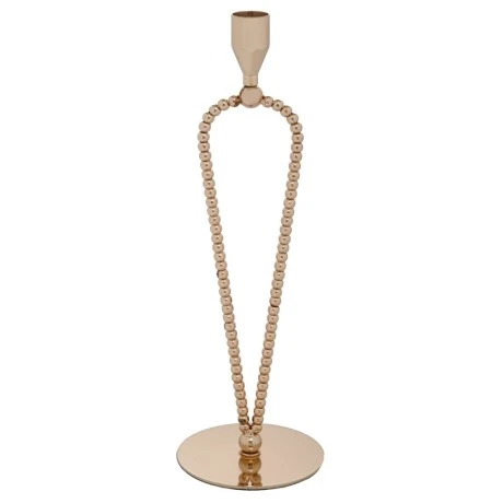 GOLD METAL CANDLEHOLDER ON ROUND METAL BASE 10X10X31CM