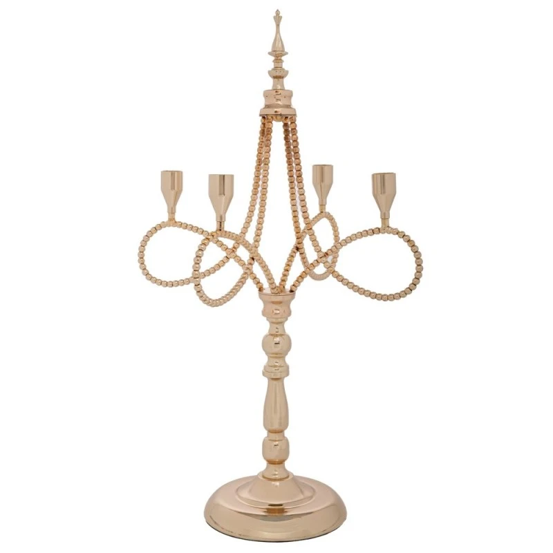 \nGOLD METAL 4-TIER CANDLEHOLDER WITH INTENSE DESIGN 32X32X53CM